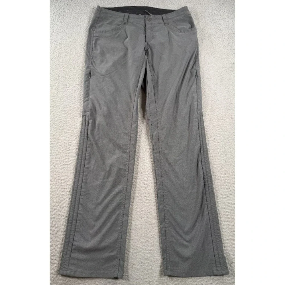 Kuhl Trekr Pants Womens 8 Gray Logo Nylon Mid Rise Straight Leg Hiking Camping